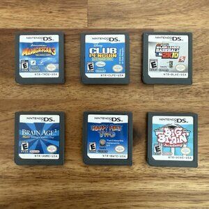 Nintendo DS 7 Game Lot MLB Madagascar Big Brain Age 2 Club Penguin Zoo Tycoon…